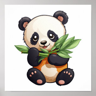 Cartoon panda illustration poster