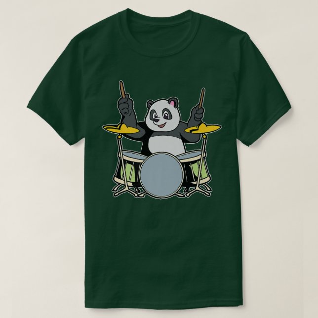 Cartoon Panda playing the drums T-Shirt (Design Front)