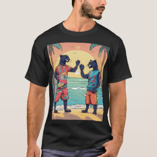 Cartoon Panthers in Streetwear High-Fiving at the  T-Shirt