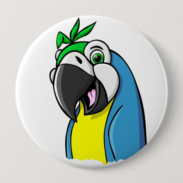 Cartoon Parrot 10 Cm Round Badge (Front)