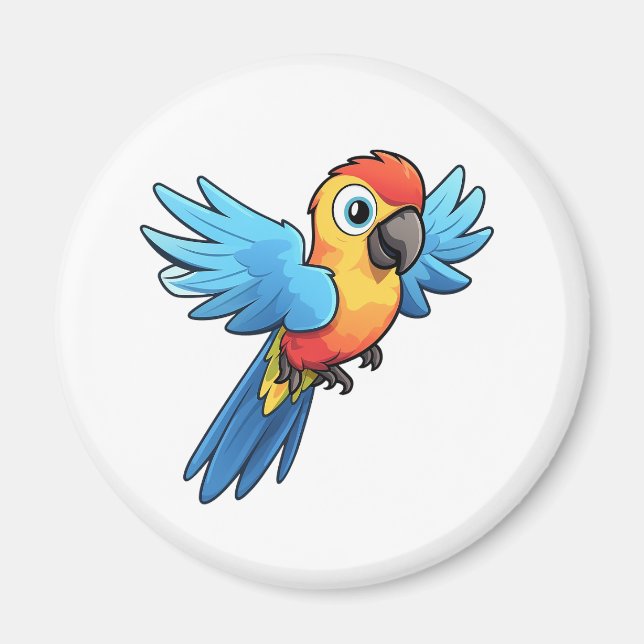 Cartoon parrot illustration magnet (Front)