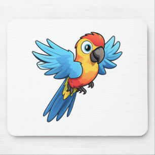 Cartoon parrot illustration mouse pad