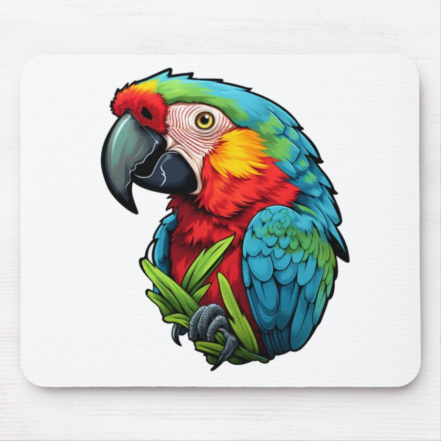 Cartoon parrot illustration mouse pad (Front)