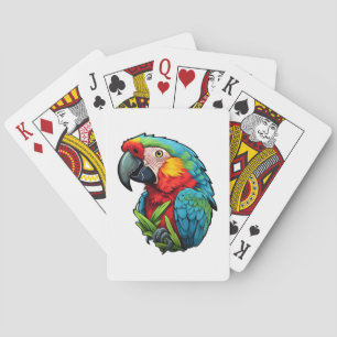 Cartoon parrot illustration playing cards