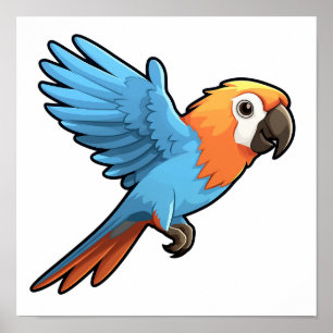 Cartoon parrot illustration poster