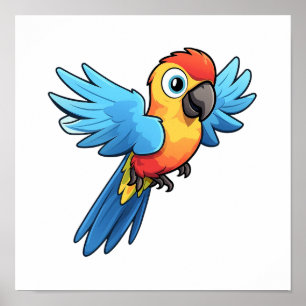 Cartoon parrot illustration poster