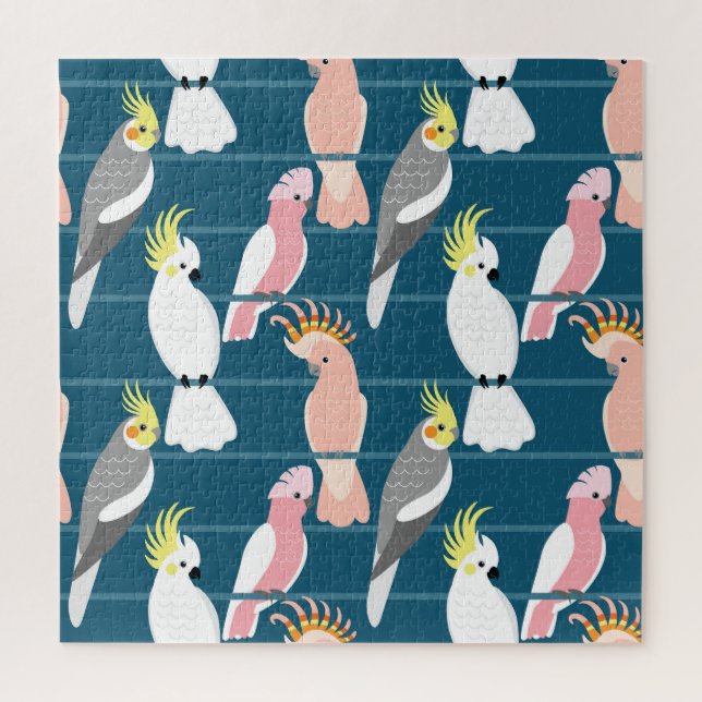 Cartoon Parrots: Cute Seamless Pattern Jigsaw Puzzle (Vertical)