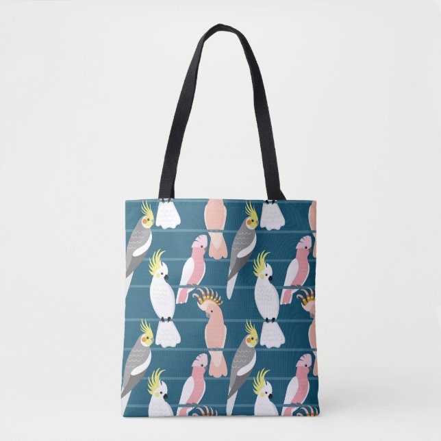 Cartoon Parrots: Cute Seamless Pattern Tote Bag (Front)