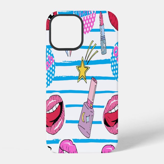 Cartoon patch badges: pop art. iPhone case (Back)