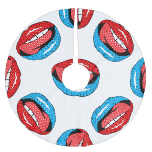Cartoon Patch Badges: Retro Pop Brushed Polyester Tree Skirt