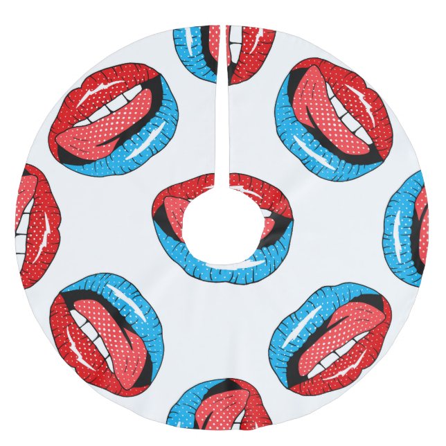 Cartoon Patch Badges: Retro Pop Brushed Polyester Tree Skirt (Front)