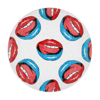 Cartoon Patch Badges: Retro Pop Cutting Board