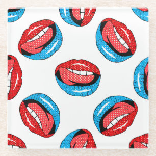 Cartoon Patch Badges: Retro Pop Glass Coaster