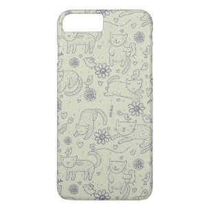 Cartoon pattern with funny cats iPhone 8 plus/7 plus case