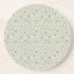 Cartoon pattern with funny cats coaster