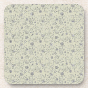Cartoon pattern with funny cats coaster