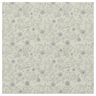 Cartoon pattern with funny cats fabric