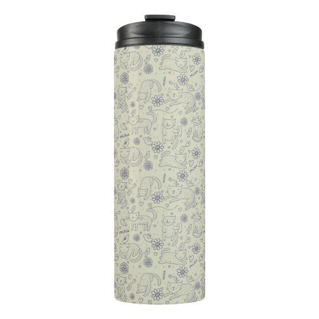 Cartoon pattern with funny cats thermal tumbler (Front)