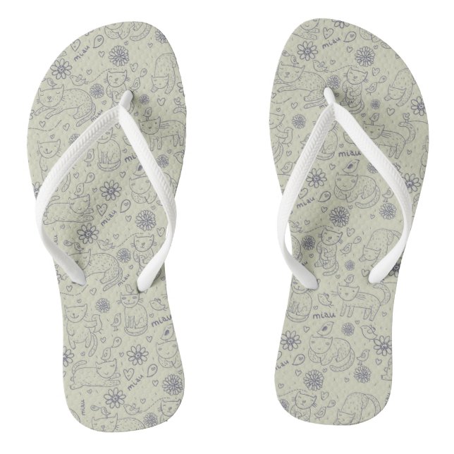Cartoon pattern with funny cats thongs (Footbed)