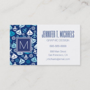Cartoon Pattern With Sailboats Business Card