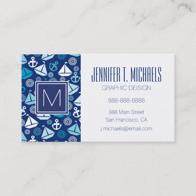 Cartoon Pattern With Sailboats Business Card (Front)