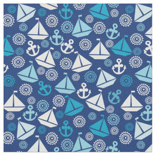 Cartoon Pattern With Sailboats Fabric