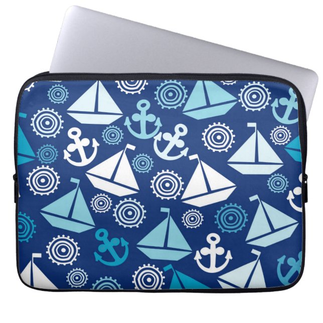 Cartoon Pattern With Sailboats Laptop Sleeve (Front)