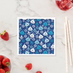 Cartoon Pattern With Sailboats Napkin
