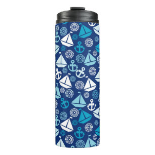 Cartoon Pattern With Sailboats Thermal Tumbler