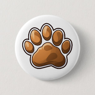 Cartoon paw illustration 6 cm round badge