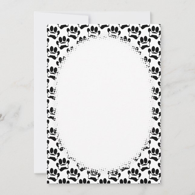 Cartoon Paws And Bones Pattern DIY Blank Invitation (Front)