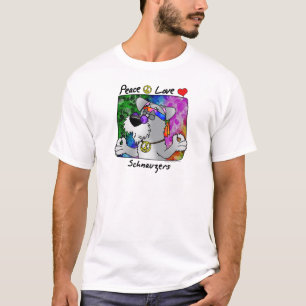 Cartoon Peace Love Schnauzer T-Shirt