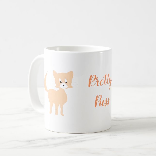 Cartoon  peach cat Pretty Puss Coffee Mug (Front Left)