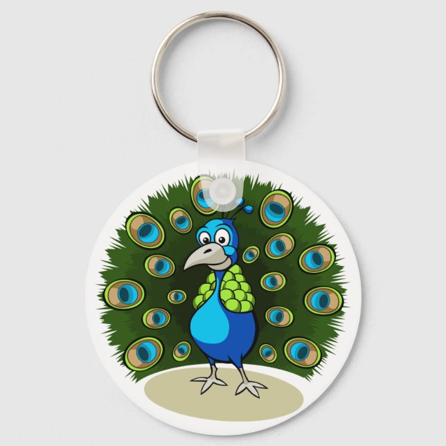 Cartoon Peacock Key Ring (Front)