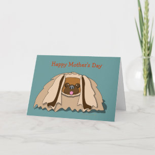Cartoon Pekingese Dog Mother's Day Card Template