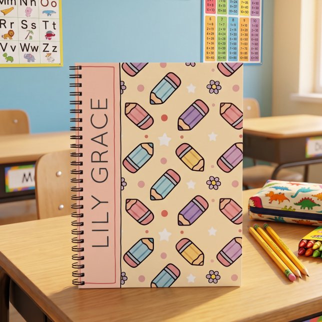 Cartoon Pencil Back to School Pattern  Notebook (Creator Uploaded)