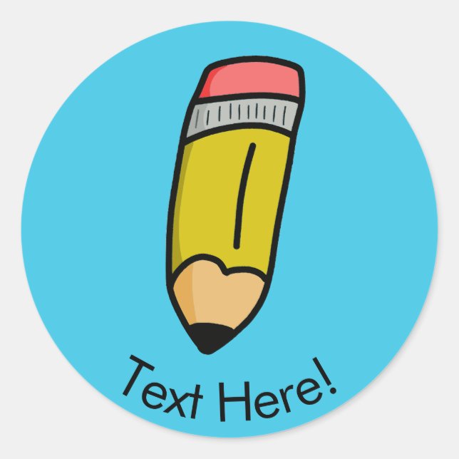 Cartoon pencil classic round sticker (Front)