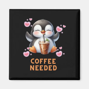 Cartoon Penguin Coffee Needed T Sticker Magnet