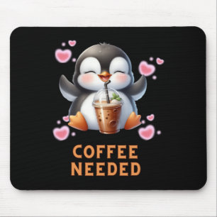 Cartoon Penguin Coffee Needed T Sticker Mouse Pad