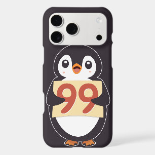 Cartoon Penguin Holding Number 99