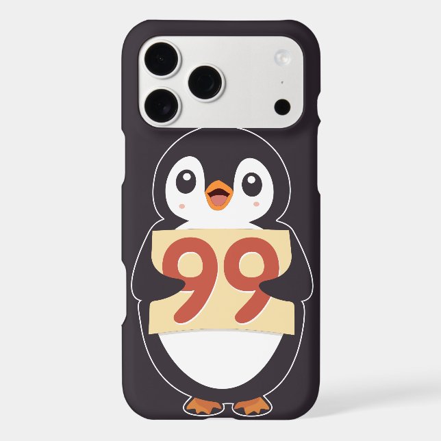 Cartoon Penguin Holding Number 99 (Back)