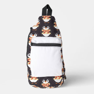 Cartoon Penguin Holding Number 99 Sling Bag