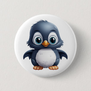 Cartoon penguin illustration 6 cm round badge
