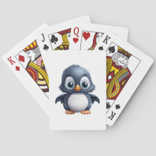 Cartoon penguin illustration playing cards