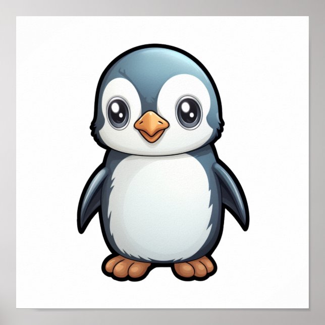 Cartoon penguin illustration poster (Front)
