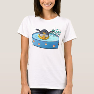 Cartoon Penguin In Pool T-Shirt