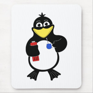 Cartoon penguin mouse pad