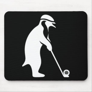 Cartoon Penguin Playing Golf Sport Golfer Mouse Pad