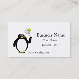 Cartoon Penguin Playing Tennis Business Card