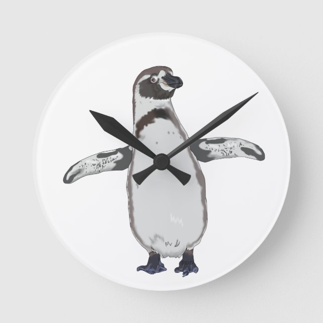 Cartoon Penguin Round Clock (Front)